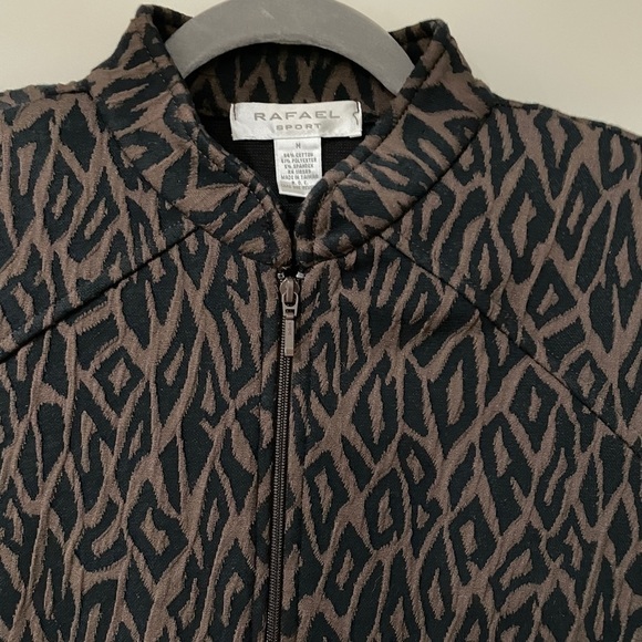 Rafael Sport Black Brown Zip Front Jacket Blazer Stretch Size medium - Picture 2 of 3
